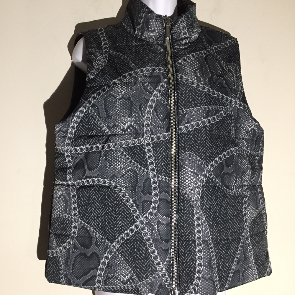 Michael Kors Chain & Python Print Puffer Vest - Picture 7 of 13